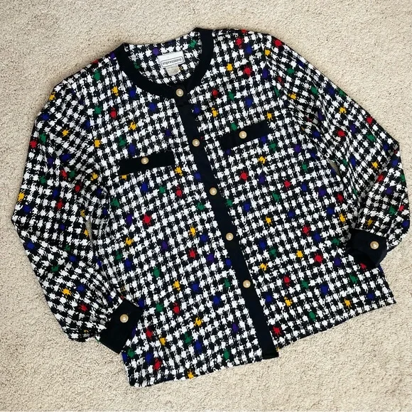 Vintage Impressions of California Colorful Houndstooth Button Down Blouse - Picture 14 of 14